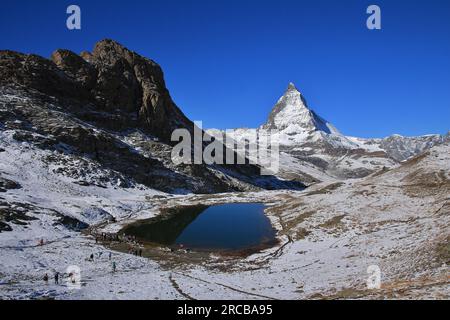 See-Riffelsee und Matterhorn im Herbst Stockfoto