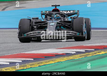 Spielberg, Österreich. Juli 2. 2023. Formel 1: Rolex-Grand-Prix auf dem Red Bull Ring, Österreich. Abbildung: Nr. 63 George Russell (GBR) vom Mercedes-AMG PETRONAS F1 Team in Mercedes W14 während des Rennens © Piotr Zajac/Alamy Live News Stockfoto