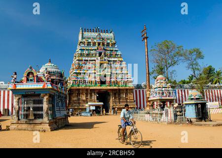 Rahu Raaghu Tirunageswaram Naganathar Tempel für den Mondaufstieg rahu in Thirunageshwaram nahe Kumbakonam, Tamil Nadu, Südindien, Indien Stockfoto