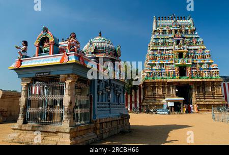 Rahu Raaghu Tirunageswaram Naganathar Tempel für den Mondaufstieg rahu in Thirunageshwaram nahe Kumbakonam, Tamil Nadu, Südindien, Indien Stockfoto