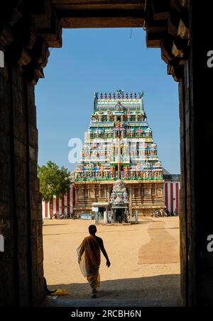 Rahu Raaghu Tirunageswaram Naganathar Tempel für den Mondaufstieg rahu in Thirunageshwaram nahe Kumbakonam, Tamil Nadu, Südindien, Indien Stockfoto