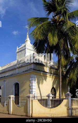 C.S.I. Zion Kirche erbaut 1701 in Tranquebar Tharangambadi, Tamil Nadu, Südindien, Indien, Asien. Die erste protestantische Kirche in Indien Stockfoto