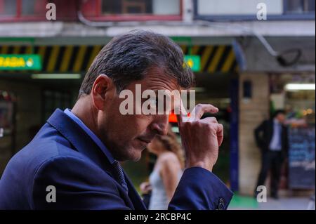 Buenos Aires, Argentinien. 13. Juli 2023. Präsidentschaftskandidat Sergio Massa trifft bei einem Treffen mit Gouverneuren ein.Sergio Massa ist Präsidentschaftskandidat für die Offizialfront Union por la Patria bei den bevorstehenden Parlamentswahlen im Oktober. Er wird in den Vorwahlen mit Juan Grabois konkurrieren, aber fast jeder Annalist und jede Umfrage deuten darauf hin, dass er derjenige sein wird, der für ein Amt kandidiert. (Foto: Patricio Murphy/SOPA Images/Sipa USA) Guthaben: SIPA USA/Alamy Live News Stockfoto