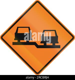 Baustellenschild in Kanada - unebene Spuren - Dieses Schild wird in Ontario verwendet. Stockfoto