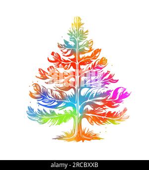 Weihnachtlich gefärbter Baum. Vektordarstellung Stock Vektor