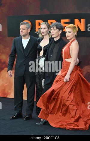 London, Großbritannien. 13. Juli 2023. Matt Damon, Emily Blunt, Cillian Murphy und Florence Pugh auf der britischen Premiere von Oppenheimer am Odeon Luxe Leicester Square, London. Kredit: Nils Jorgensen/Alamy Live News Stockfoto