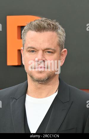 London, Großbritannien. 13. Juli 2023. Matt Damon auf der britischen Premiere von Oppenheimer am Odeon Luxe Leicester Square, London. Kredit: Nils Jorgensen/Alamy Live News Stockfoto