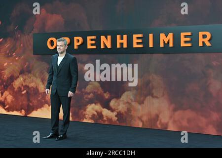 London, Großbritannien. 13. Juli 2023. Matt Damon auf der britischen Premiere von Oppenheimer am Odeon Luxe Leicester Square, London. Kredit: Nils Jorgensen/Alamy Live News Stockfoto