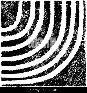 Originalstempel mit handgefertigter Textur und gebogenen Linien in Schwarz und Weiß Stockfoto
