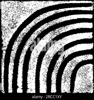Originalstempel mit handgefertigter Textur und gebogenen Linien in Schwarz und Weiß Stockfoto