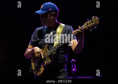 Alicante, Spanien. 13. Juli 2023. Der amerikanische Bassspieler und Grammy-Gewinner Stanley Clarke tritt während des Fijazz Festivals 2023 auf seiner N'4EVER-Tour auf. Kredit: Marcos del Mazo/Alamy Live News Stockfoto