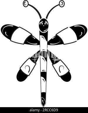 Isolierte Silhouette eines Zeichenvektors einer Libelle Stock Vektor