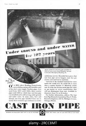Vintage Time Magazine, 24. August 1936 Ausgabe Werbung, USA Stockfoto