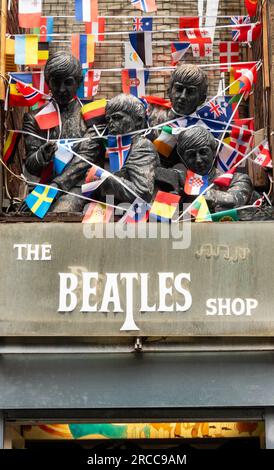 Der Beatles Shop in der Mathew Street in Liverpool Stockfoto