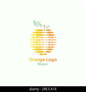 Logo mit orangefarbenen Früchten, das aus einer einzigartigen Linienkombination besteht. Stock Vektor