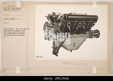 Bild eines Flugzeugs der Wright-Martin Aircraft Corporation mit einem 150 H.P. und 180 H.P. Hispano-Suiza-Motor, aufgenommen am 24. September 18. Das Flugzeug ist von der rechten Seite zu sehen und wurde von der Wright-Martin Aircraft Corporation in New Brunswick, N.J. hergestellt Dieses Foto ist mit „nur zur offiziellen Verwendung“ beschriftet. Stockfoto