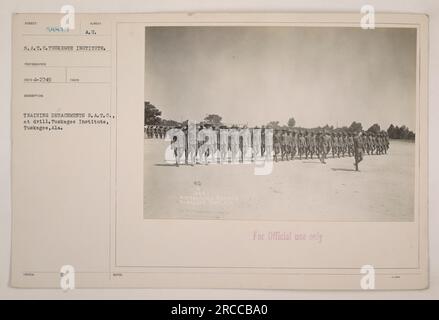 SATC-Einheit führt Übungsaktivitäten am Tuskegee Institute, Tuskegee, Alabama während des 1. Weltkriegs durch Das Bild wurde von einem nicht identifizierten Fotografen mit der Patientennummer 58843 aufgenommen. Dieses Foto ist Teil einer Sammlung, die amerikanische Militäraktionen während des Krieges darstellt. Nur zur amtlichen Verwendung." Stockfoto