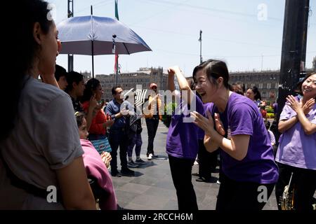 Nicht exklusiv: 13. Juli 2023, Mexiko-Stadt, Mexiko: Der Korean Milal Missionary Choir während der Präsentation der World Tour namens „2023 World Mila“ Stockfoto