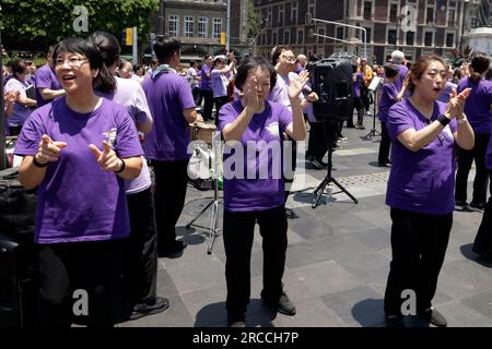 Nicht exklusiv: 13. Juli 2023, Mexiko-Stadt, Mexiko: Der Korean Milal Missionary Choir während der Präsentation der World Tour namens „2023 World Mila“ Stockfoto