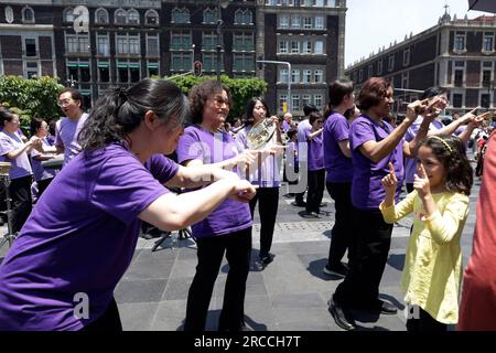 Nicht exklusiv: 13. Juli 2023, Mexiko-Stadt, Mexiko: Der Korean Milal Missionary Choir während der Präsentation der World Tour namens „2023 World Mila“ Stockfoto