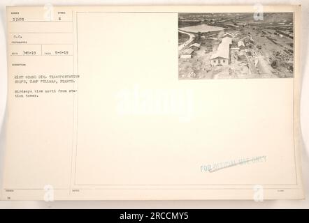Camp Pullman, Frankreich, aus der Vogelperspektive mit dem Grand Div. 21. Transportkorps. Das Foto wurde am 6. Mai 1919 aufgenommen und hat ein Symbol für die Fotografen-Beschreibung in Rot 745-19. Die Aufschrift auf dem Foto gibt an, dass es nur für den offiziellen Gebrauch bestimmt ist. Stockfoto