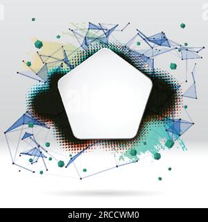 Hintergrund mit einem Pinselstrich, Blot, dreieckige Gitter und Rahmen Stock Vektor
