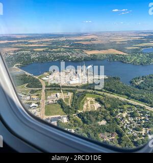 Springfield, IL USA - 23. September 2021: Das Kraftwerk am Lake Springfield in Springfield, Illinois. Stockfoto