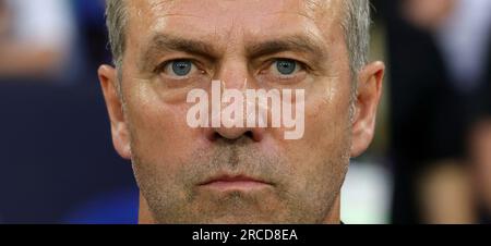 Gelsenkirchen, Deutschland. 20. Juni 2023. firo : 20. Juni 2023, Fußball, DFB Nationalmannschaft, Deutschland, Freundschaftsspiel, GER, Deutschland - Kolumbien 0: 2 Bundestrainer Hansi FLICK, GER, fester Look Credit: dpa/Alamy Live News Stockfoto