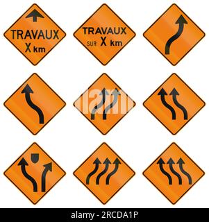 Straßenarbeiten X km in Kanada. Stockfoto