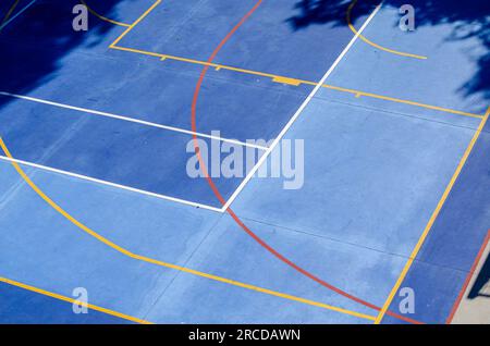 Details von oben auf einem Feld für Futsal- und Handballtraining, Sportkonzept Stockfoto