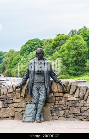 Tom Weir Statue, Balmaha, Loch Lomond, Schottland, Großbritannien Stockfoto