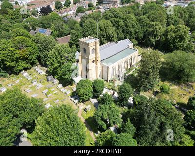 St. Mary's Church Walthamstow Lonodn UK-Drohne, Luft Stockfoto