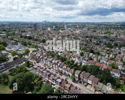 Walthamstow East London, Straßen und Häuser, Drohne, Luft Stockfoto