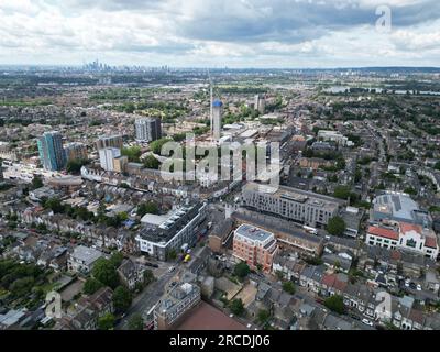 Walthamstow Central East London Drohne, aus der Luft Stockfoto