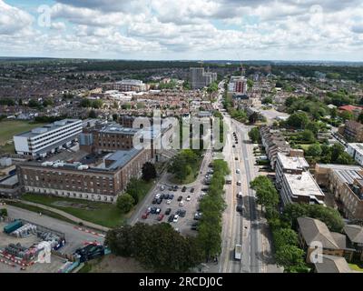 Walthamstow Forest Road East London Drohne, Luft Stockfoto