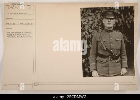 Generalmajor George B. Duncan, Befehlshaber der 32. Division, fotografiert am 25. November 1918 in Prauthey, hte. Marne, Frankreich. Der Fotograf war Lieutenant Lucien J. Rode vom Signalkorps. Dieses Bild ist katalogisiert mit der Beschreibungsnummer 1880ED B und entspricht den Hinweisen 3928. Stockfoto