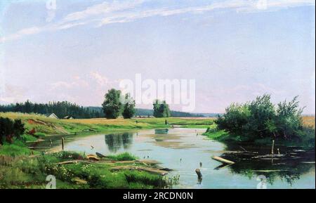 Landschaft mit See 1886 von Ivan Shishkin Stockfoto