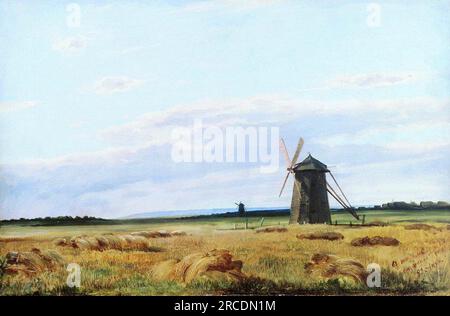 Windmühle im Feld 1861 von Ivan Shishkin Stockfoto