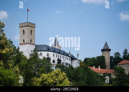 Schloss Rozmberk in Rozmberk nad Vltavou, Tschechische Republik, 9. Juli 2023. (CTK Photo/Petr Malina) Stockfoto