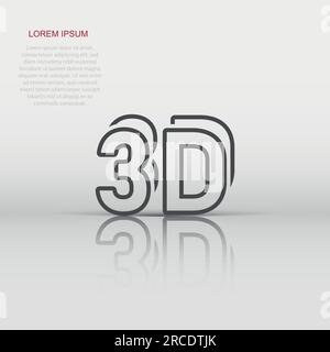 3D-Textsymbol in flacher Form. Wortvektorabbildung auf weißem isoliertem Hintergrund. Geschäftskonzept stereoskopische Technologie. Stock Vektor