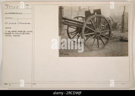 Leutnant Sintzenich ist auf diesem Foto zu sehen. Das Bild wurde am 12. März 1919 von Fotograf Reed aufgenommen. Das Motiv hat die Nummer 39734 und ist 6 Fuß 10 Zoll lang. Es trägt die Kennzeichnung Nr. 3651, PR. EP.1900 und wurde in London, England, ausgestellt. Diese Informationen sind in den Anmerkungen des Fotos dokumentiert. Stockfoto