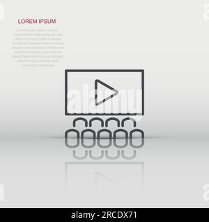 Filmsymbol in flacher Ausführung. Vektor-Darstellung auf weißem isoliertem Hintergrund. Business-Konzept für Kinosaal. Stock Vektor