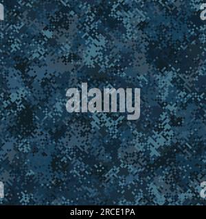 Nahtloses Muster in militärischer Tarnung. Marine Marine-Pixel-Stil. Stock Vektor