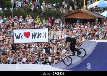 Marin RANTES (Kroatien, Bronzemedaille). BMX Freestyle Männer. Europameisterschaften München 2022 Stockfoto