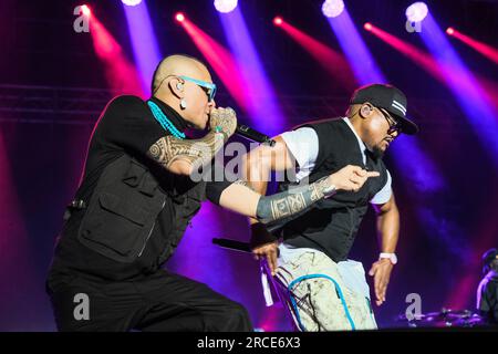 13. Juli 2023, Turin, Turin, Italien: DIE US-Hip-Hop-Gruppe „Black Eyed Peas“ tritt im Stupinigi Sonic Park 2023 in Turin auf. (Kreditbild: © Bruno Brizzi/Pacific Press via ZUMA Press Wire) NUR REDAKTIONELLE VERWENDUNG! Nicht für den kommerziellen GEBRAUCH! Stockfoto