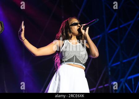 13. Juli 2023, Turin, Turin, Italien: DIE US-Hip-Hop-Gruppe „Black Eyed Peas“ tritt im Stupinigi Sonic Park 2023 in Turin auf. (Kreditbild: © Bruno Brizzi/Pacific Press via ZUMA Press Wire) NUR REDAKTIONELLE VERWENDUNG! Nicht für den kommerziellen GEBRAUCH! Stockfoto