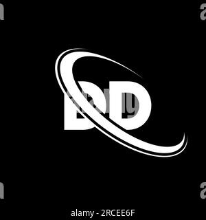 DD-Logo. D D-Design. Weißer DD-Buchstabe. Logo mit DD/D-Buchstaben. Anfangsbuchstabe DD Linked Circle Monogram Logo in Großbuchstaben. Stock Vektor