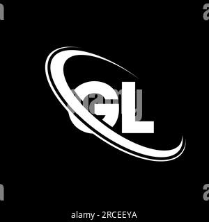 GL-Logo. G L-Ausführung. Weißer HB-Buchstabe. Logo mit Buchstaben GL/G L. Anfangsbuchstabe GL Linked Circle Monogram Logo in Großbuchstaben. Stock Vektor
