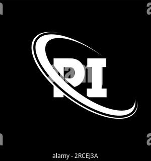 PI-Logo. P I-Design. Weißer PI-Buchstabe. PI/P I-Logo-Design. Anfangsbuchstabe PI Linked Circle Monogram Logo in Großbuchstaben. Stock Vektor