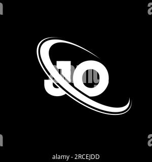 JO-Logo. J O -Design. Weißer JO-Brief. LOGO mit JO/J O-Buchstaben. Anfangsbuchstabe JO Linked Circle Monogram Logo in Großbuchstaben. Stock Vektor